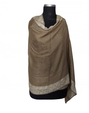  women self  designer border brown shawls